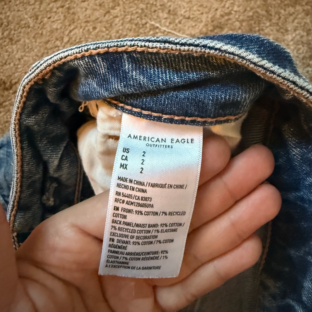 American Eagle Outfitters Ripped Blue Jean Shorts - Picture 3 of 4